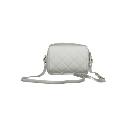 Mario Valentino Gray Polyethylene Women Handbag with adjustable strap and quilted design.