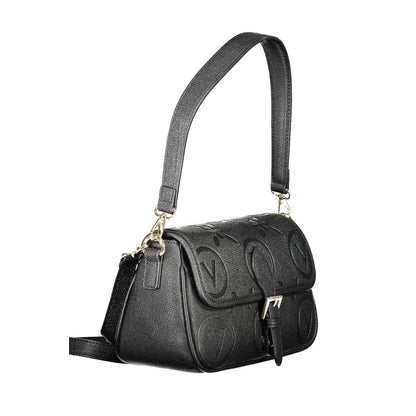 Mario Valentino Black Polyethylene Women Handbag with adjustable straps, showcasing edgy sophistication and practicality.