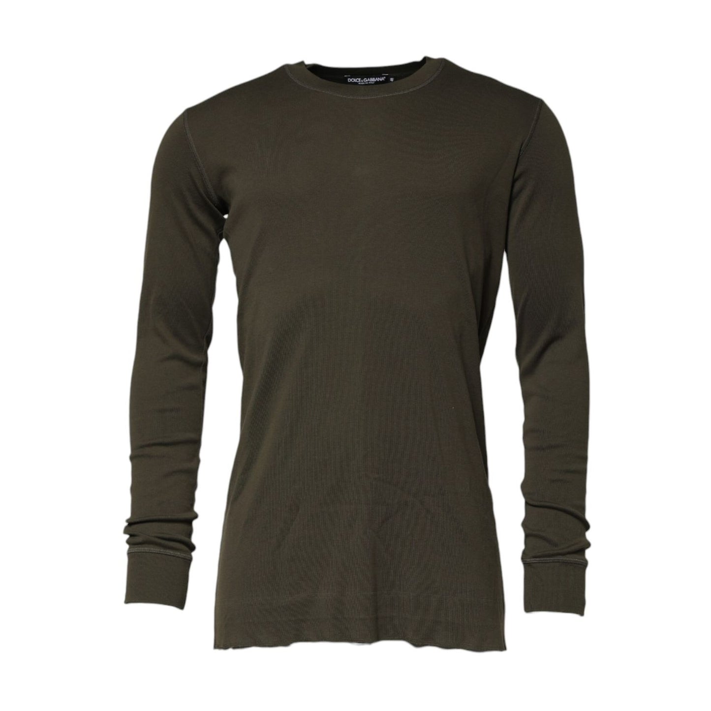 Dolce & Gabbana Dark Green Long Sleeves Crew Neck T-shirt