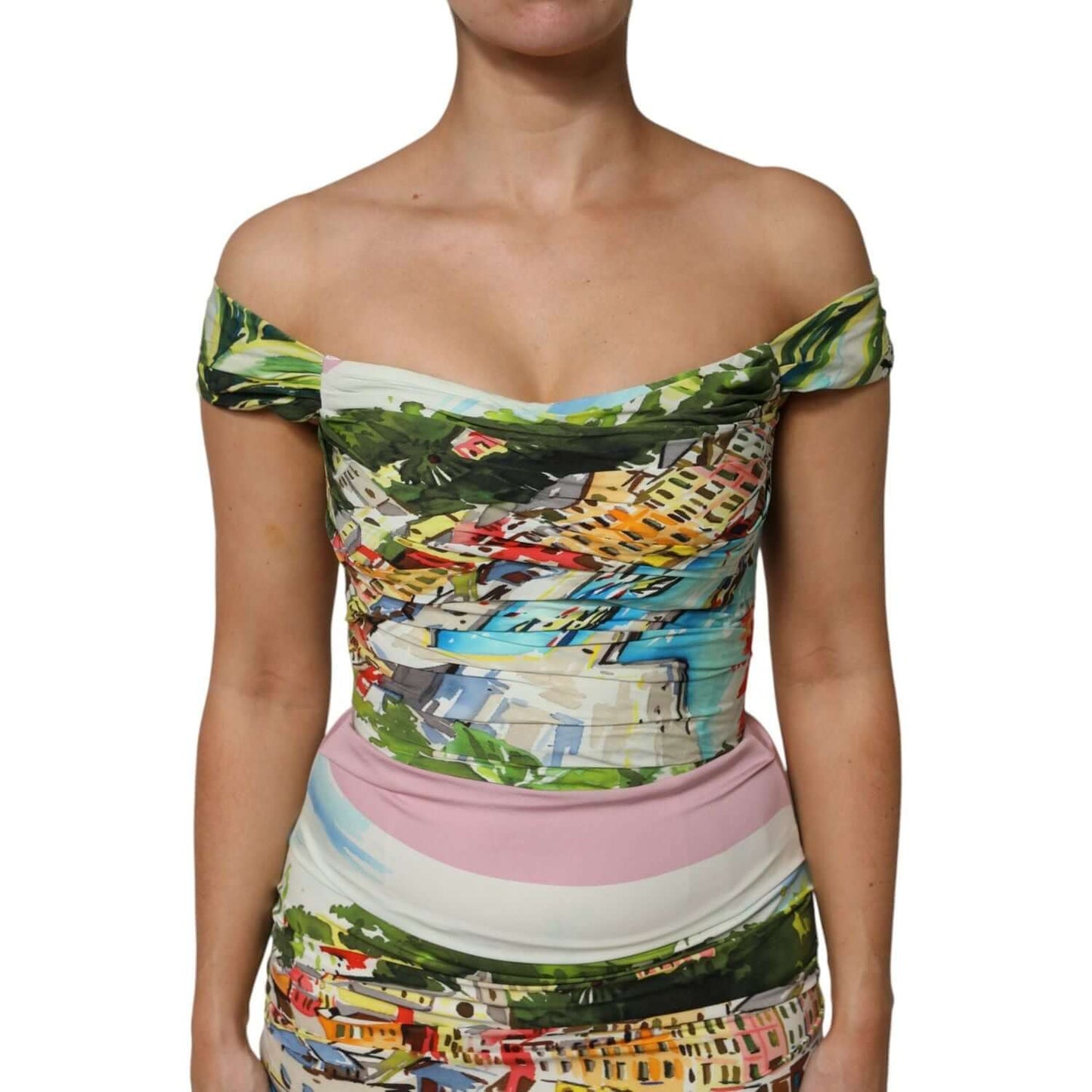 Dolce & Gabbana Multicolor Off Shoulder Long Sheath Dress DR81519-40