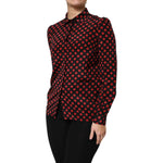 Dolce & Gabbana Black Red Polka Dot Silk Long Sleeves Top TSH87597-40