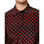 Dolce & Gabbana Black Red Polka Dot Silk Long Sleeves Top TSH87597-40