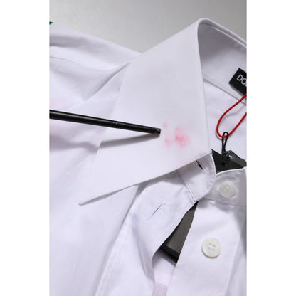 Dolce & Gabbana White Cotton Floral Appliques Dress Shirt Top