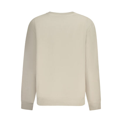 Back view of Calvin Klein Beige Cotton Women Sweater, showcasing cozy, soft premium cotton blend for comfortable, stylish loungewear.