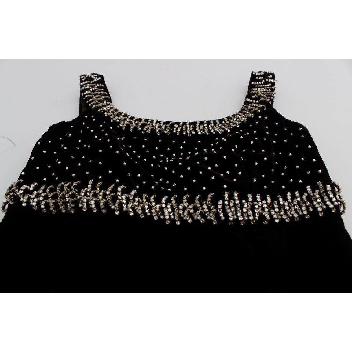 Dolce & Gabbana Brown Velvet Crystal Sheath Gown Dress