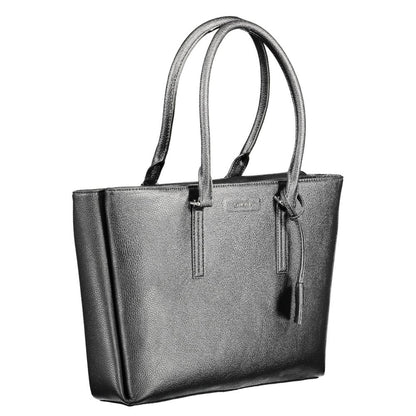 Calvin Klein Black Polyethylene Women Handbag with 2 handles and multiple compartments, ideal for modern trendsetters.