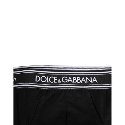 Dolce & Gabbana Black Cotton Stretch Logo Print Brief Underwear