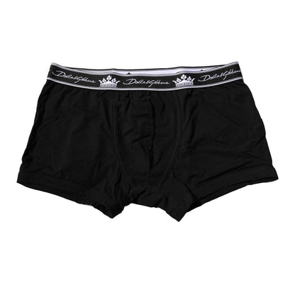 Dolce & Gabbana Black Cotton Stretch Regular Boxer Underwear
