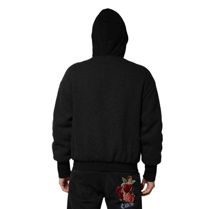 Dolce & Gabbana Black DG Logo Plaque Hooded Bomber Jacket