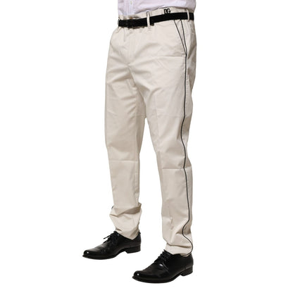 Dolce & Gabbana White Cotton Dress Slim Formal Pants