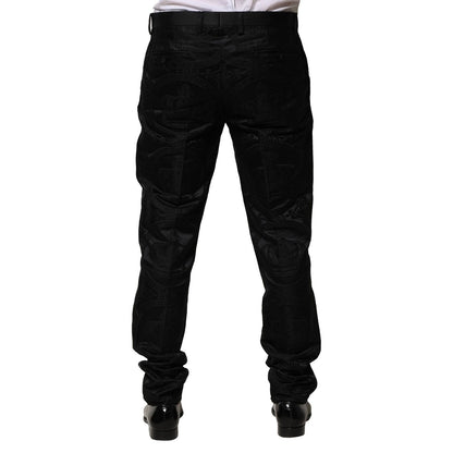 Dolce & Gabbana Black Cotton DG Crown Dress Pants