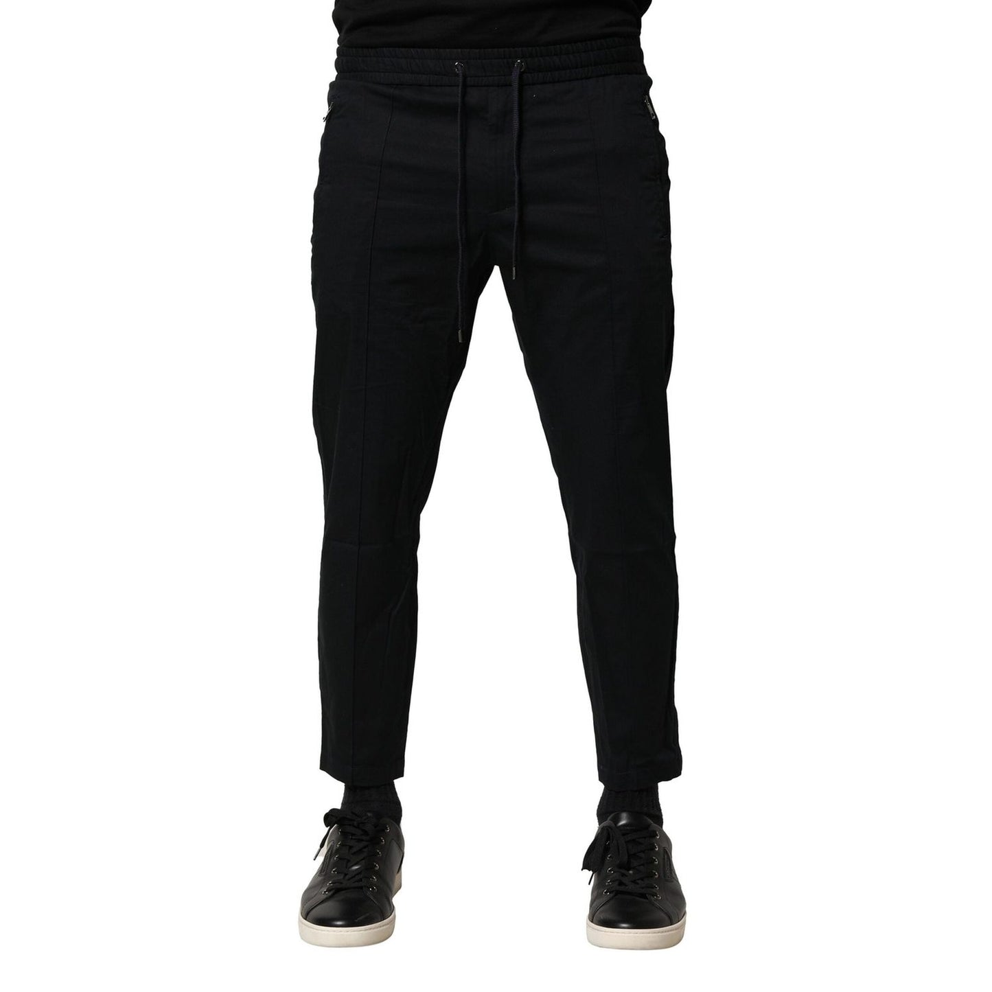 Dolce & Gabbana Black Cotton Mid Waist Jogger Pants