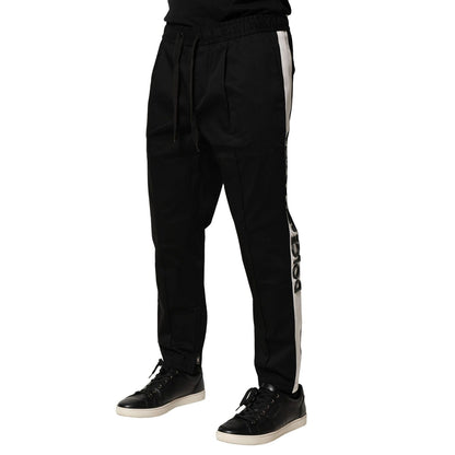 Dolce & Gabbana Black Cotton Mid Waist Jogger Pants