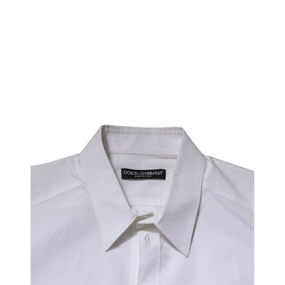 Dolce & Gabbana White Cotton Long Sleeves Dress Formal Shirt