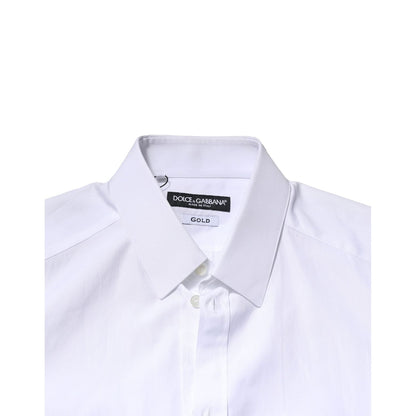 Dolce & Gabbana White GOLD Long Sleeves Men Dress Formal Shirt