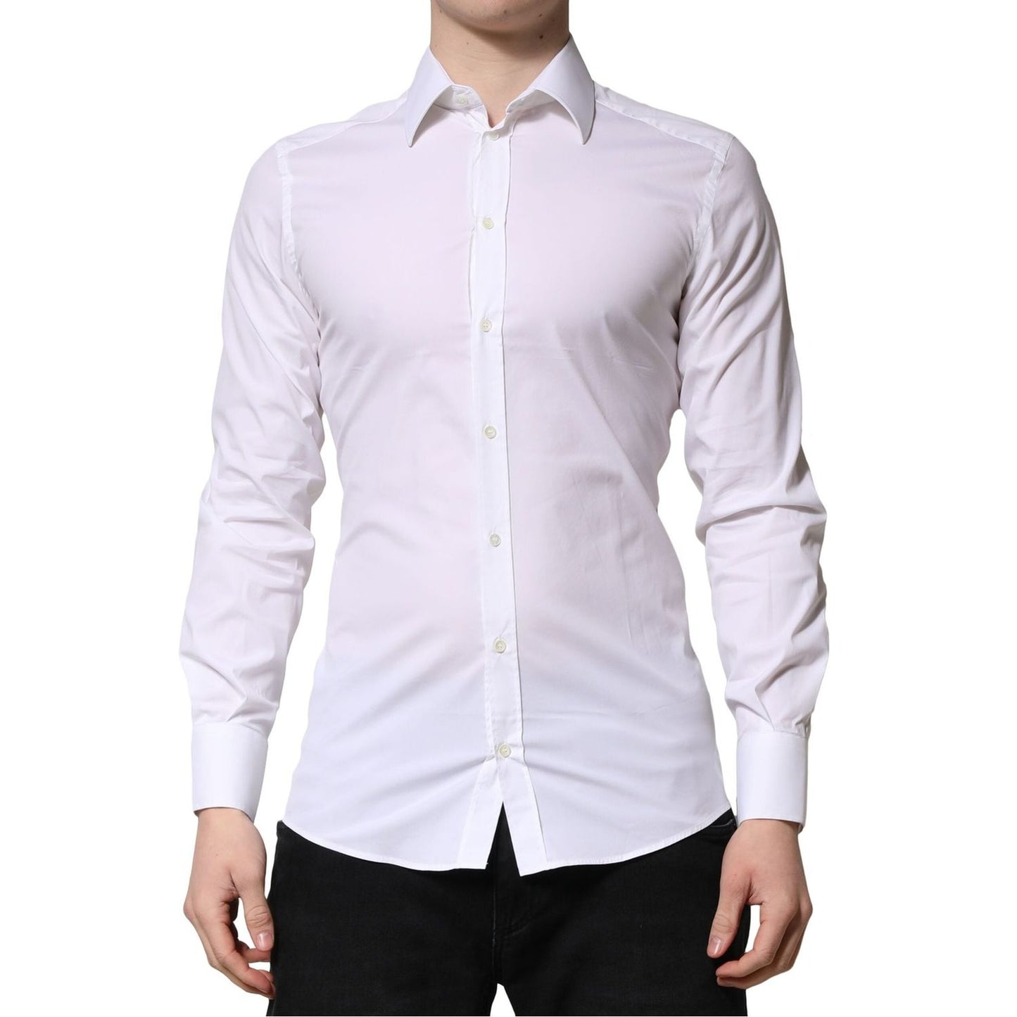 Dolce & Gabbana White GOLD Long Sleeves Men Dress Formal Shirt