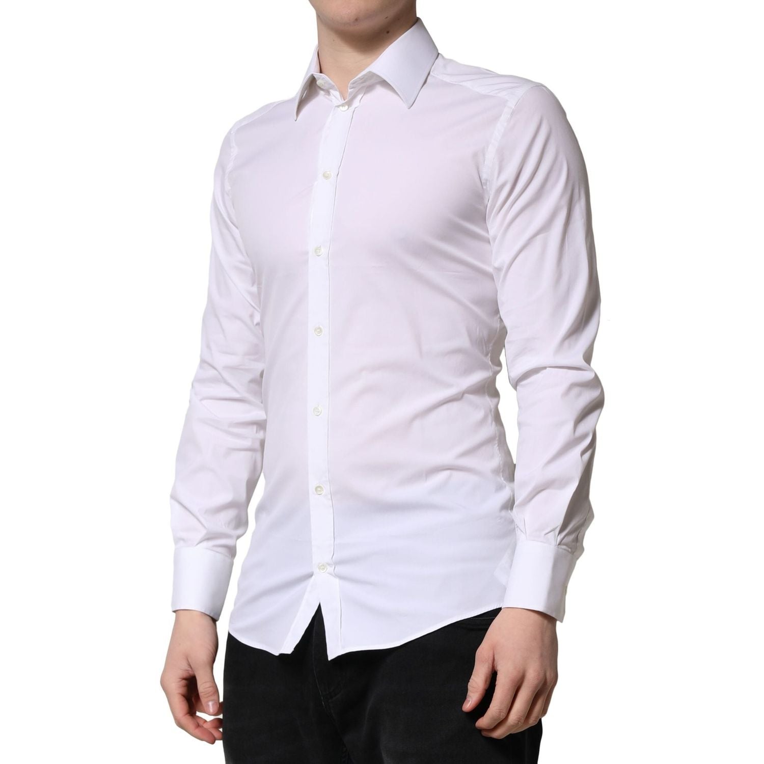 Dolce & Gabbana White GOLD Long Sleeves Men Dress Formal Shirt