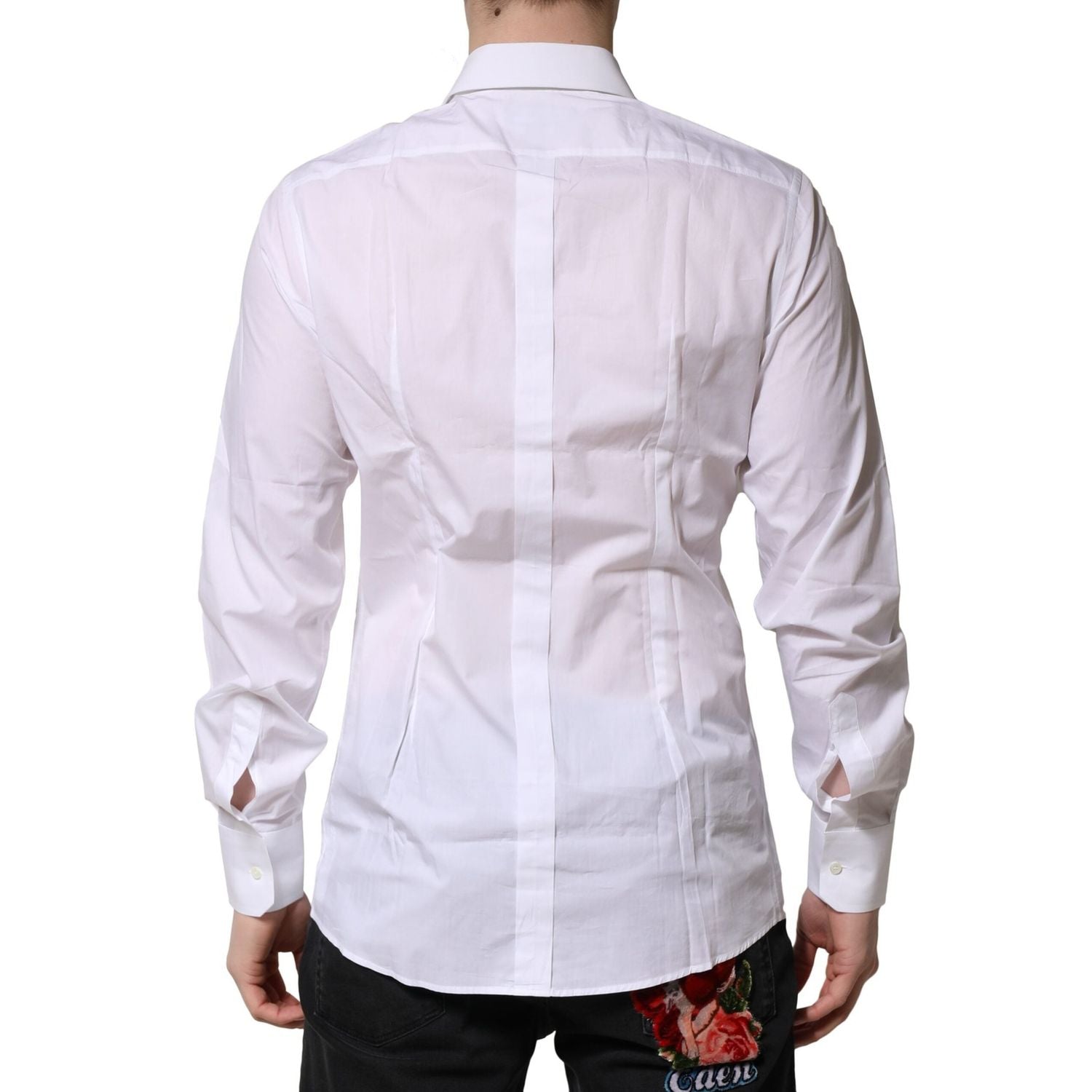 Dolce & Gabbana White Cotton Long Sleeves GOLD Formal Shirt