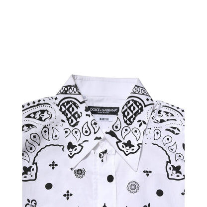 Dolce & Gabbana White MARTINI Bandana Print Formal Shirt