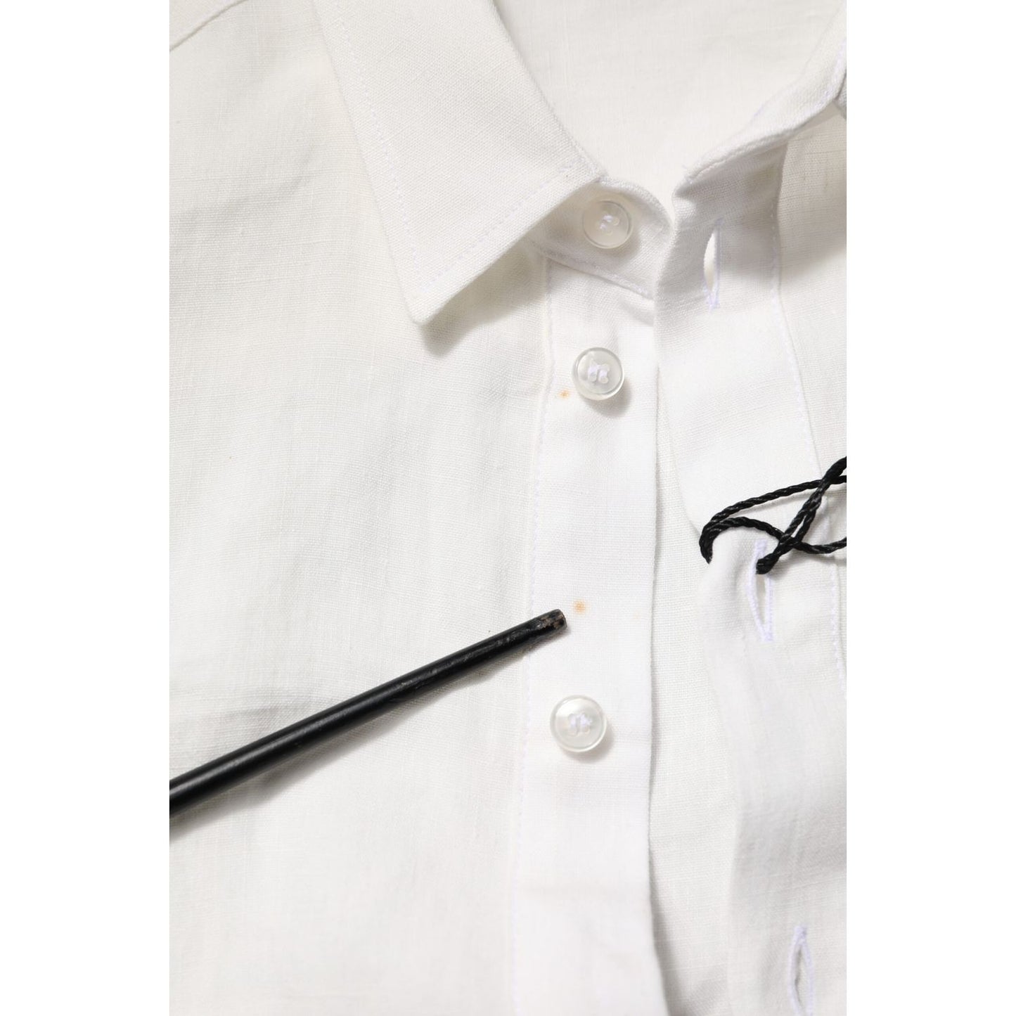 Dolce & Gabbana White DG Crown Embellish Dress Formal Shirt