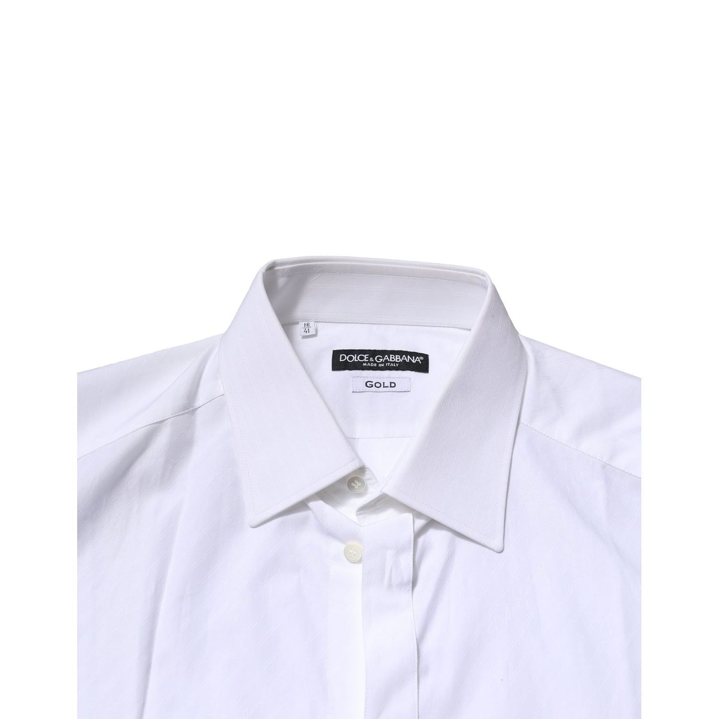 Dolce & Gabbana White GOLD Long Sleeves Men Dress Formal Shirt