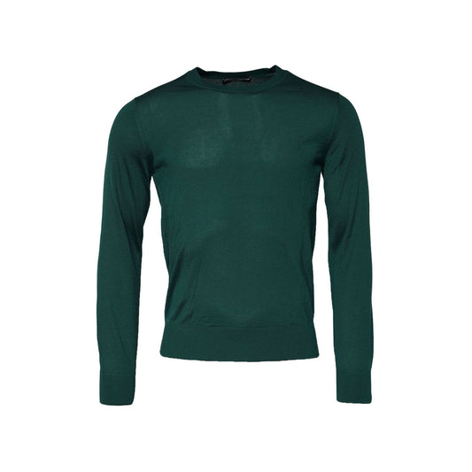 Dolce & Gabbana Green Cashmere Crew Neck Sweatshirt Sweater