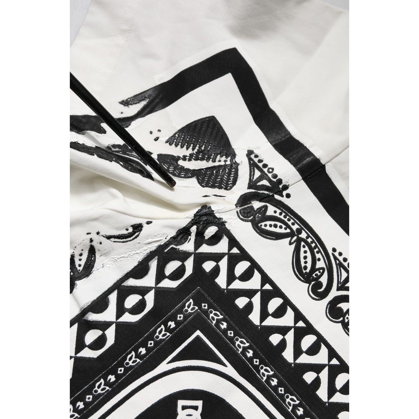 Dolce & Gabbana White Bandana Cotton Men Crew Neck T-shirt