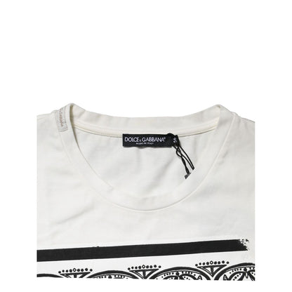 Dolce & Gabbana White Bandana Crew Neck Short Sleeves T-shirt