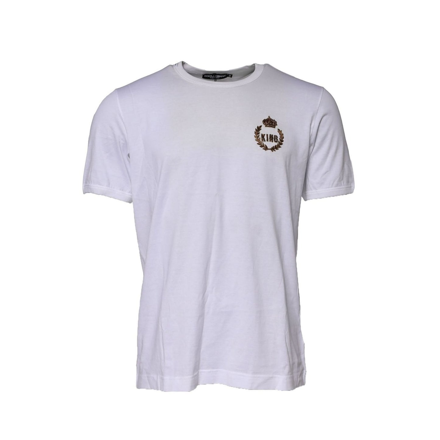 Dolce & Gabbana White King Crown Cotton Crew Neck T-shirt