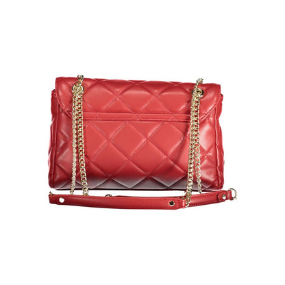 Mario Valentino Red Polyethylene Handbag with chain handles, internal pockets, contrasting details, zip and snap closure, logo.