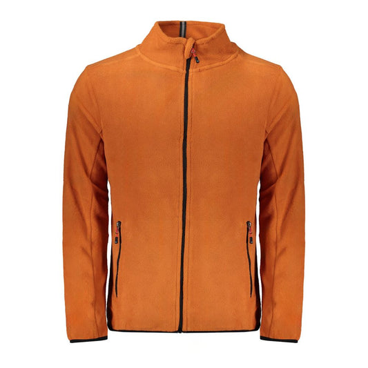 Norway 1963 Brown Polyester Men Sweater with zip pockets and embroidery, stylish and versatile long sleeve fleece sweatshirt for men.