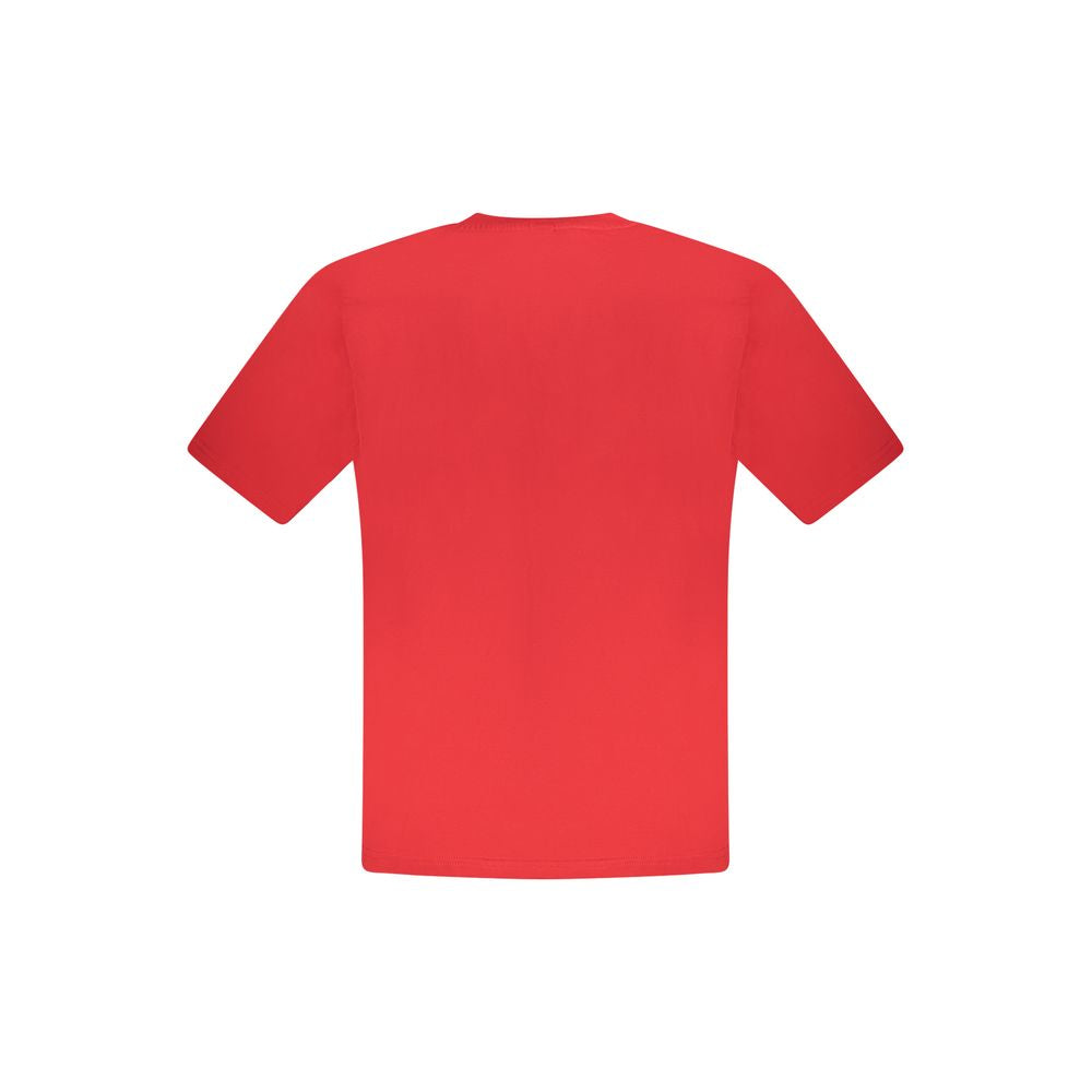 North Sails Red Cotton Men T-Shirt in bright red with a crew neck design, ideal for casual wear and nautical style lovers.
