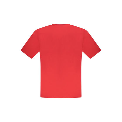 North Sails Red Cotton Men T-Shirt in bright red with a crew neck design, ideal for casual wear and nautical style lovers.