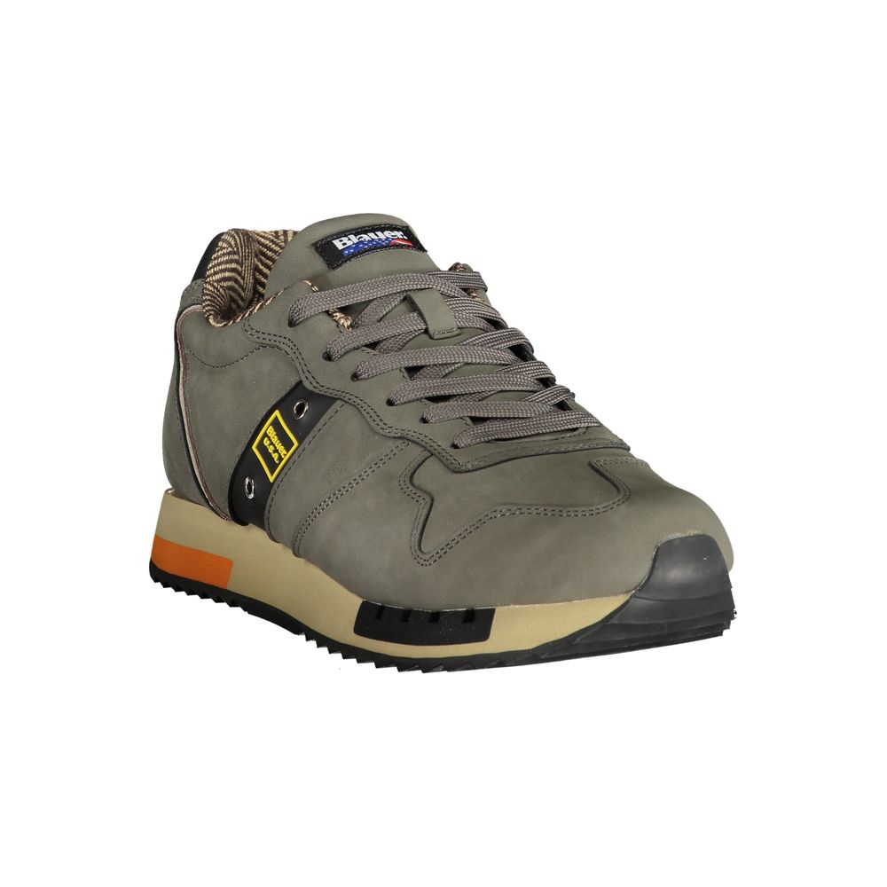 Blauer Gray Polyethylene Men Sneaker with dynamic laces and removable footbed, showcasing comfort and style with the iconic logo.