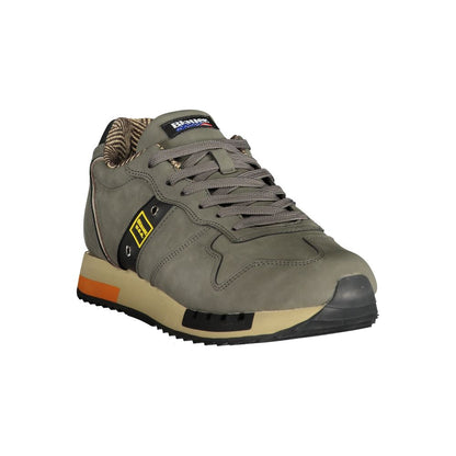 Blauer Gray Polyethylene Men Sneaker with dynamic laces and removable footbed, showcasing comfort and style with the iconic logo.