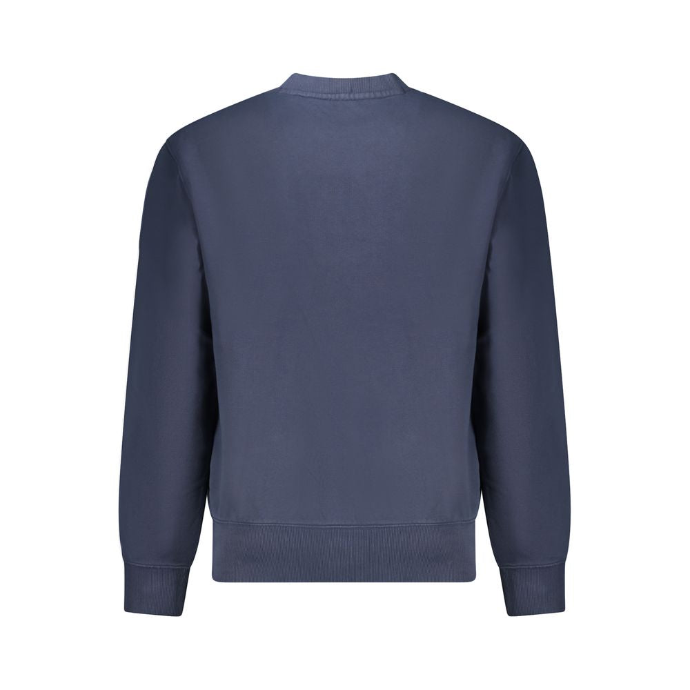 Back view of Hugo Boss Blue Cotton Men Sweater, showcasing organic cotton blend and crew neck design.
