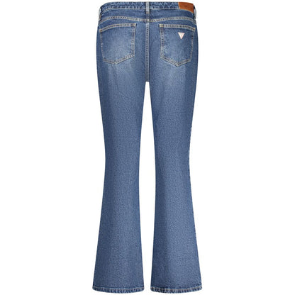 Guess Jeans Blue Cotton Jeans Denim with a bootcut style, featuring 5 pockets and a washed effect design.