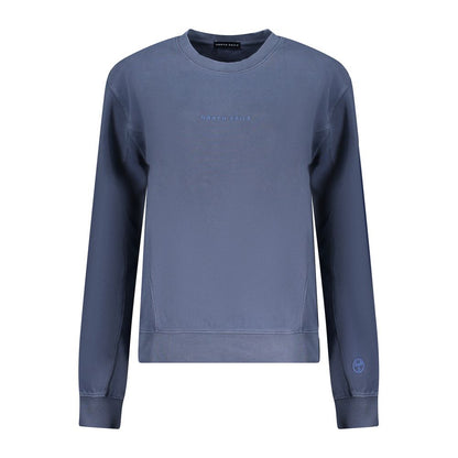 Alt Tag: North Sails Blue Cotton Women Sweater with embossed logo, showcasing casual chic style and comfort in blue cotton fabric.