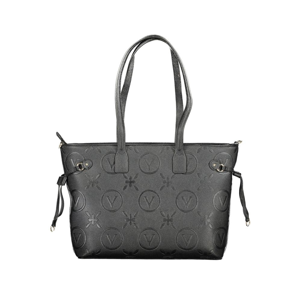 Mario Valentino Black Polyethylene Handbag with dual shoulder handles, adjustable straps, and logo design