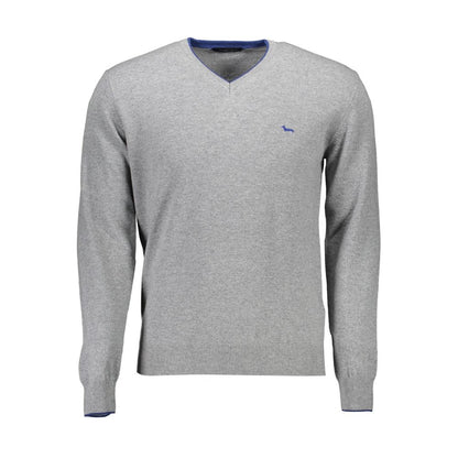 Harmont & Blaine Brown Wool Men Sweater with V-neck and logo, elegant Italian style, crafted from wool, cashmere, viscose, and polyamide.