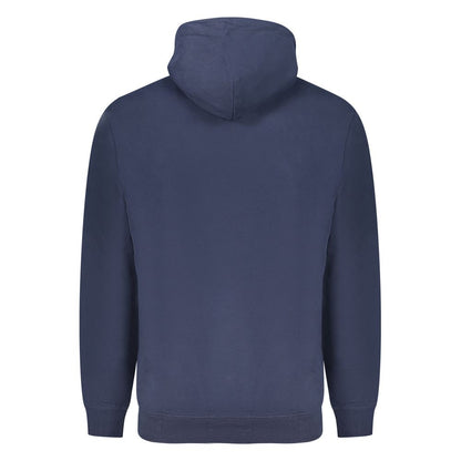Tommy Hilfiger Blue Cotton Men Sweater with hood, showcasing the back view and classic design for stylish comfort.