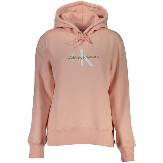 Calvin Klein Chic Pink Fleece Hooded Sweatshirt with Logo Embroidery CA-26199-L