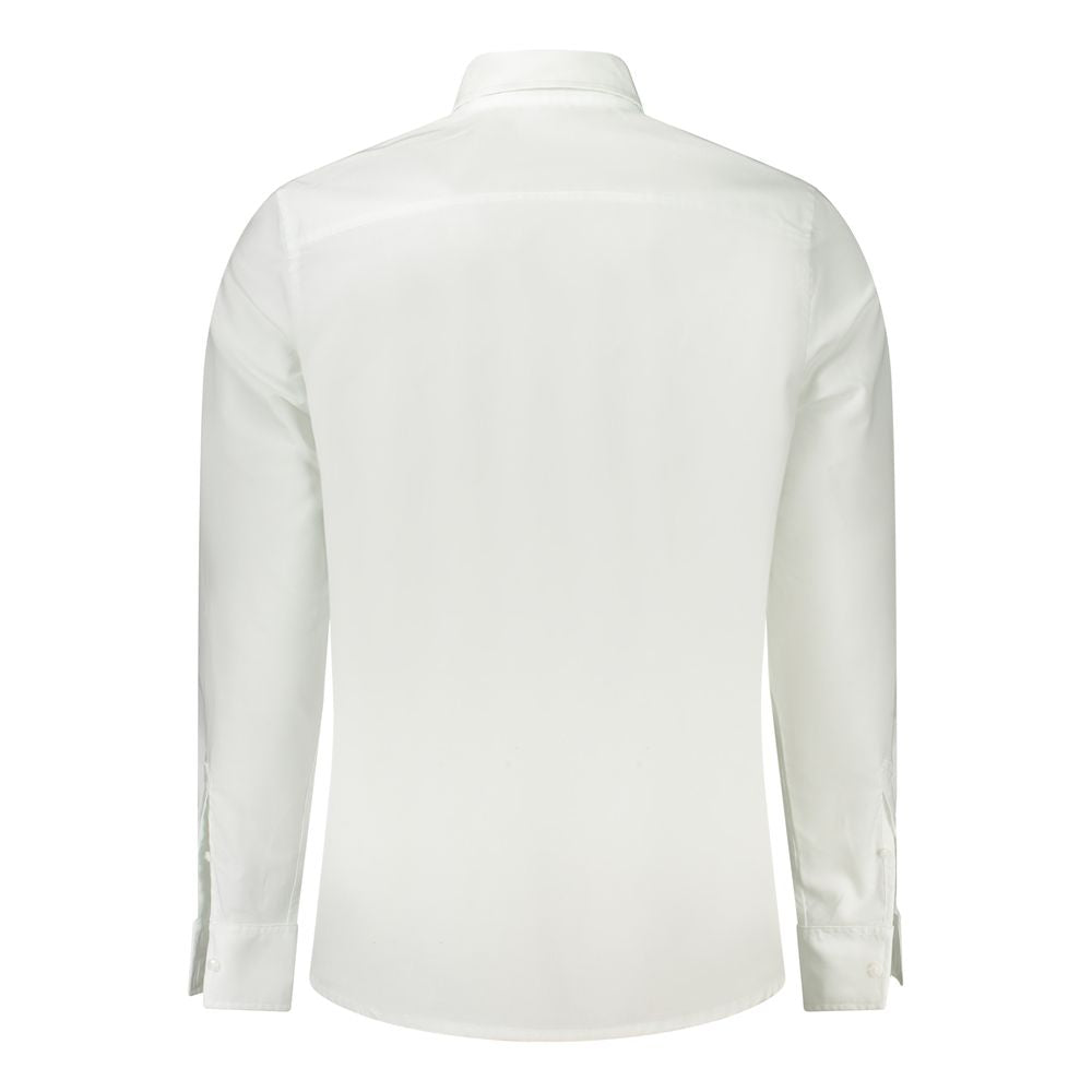 Back view of Calvin Klein White Cotton Men Shirt with Italian collar and 1-button cuffs