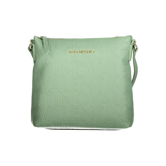 Mario Valentino Green Polyethylene Women Handbag with embossed logo and adjustable strap, featuring a zip closure and elegant design.