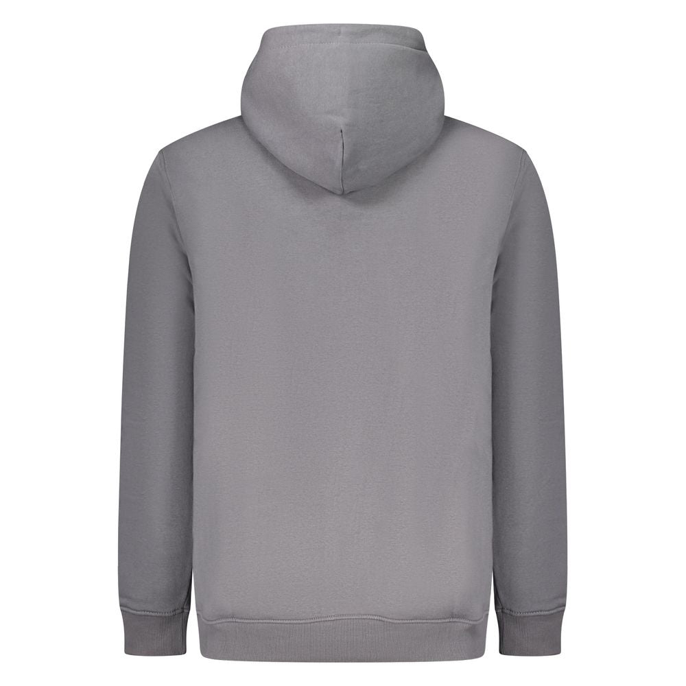 Back view of Tommy Hilfiger Gray Cotton Men Sweater showcasing hooded design and premium material.
