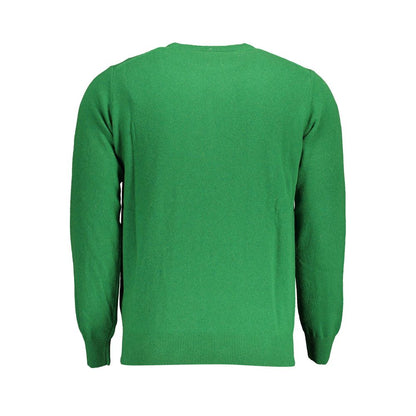 Back view of North Sails Green Wool Men Sweater featuring luxurious wool craftsmanship and classic style.
