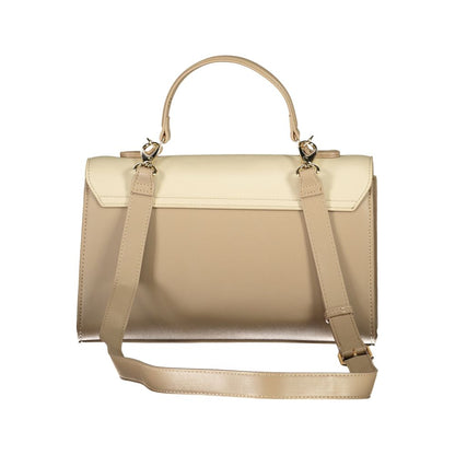 Mario Valentino Beige Polyethylene Women Handbag with adjustable strap and dual compartments, elegant and functional design.