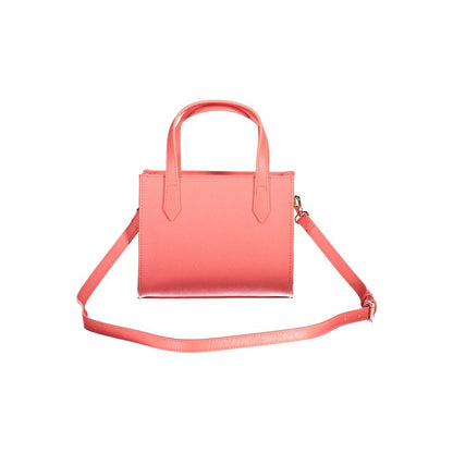 Mario Valentino Pink Polyethylene Women Handbag with adjustable strap and double handles in vibrant eco-friendly design