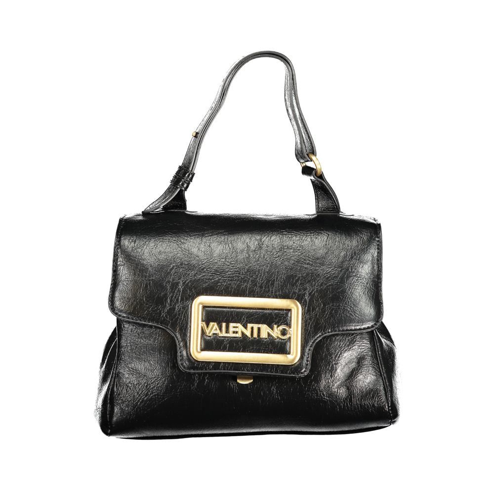 Mario Valentino Black Polyethylene Women Handbag with adjustable handle and detachable shoulder strap.
