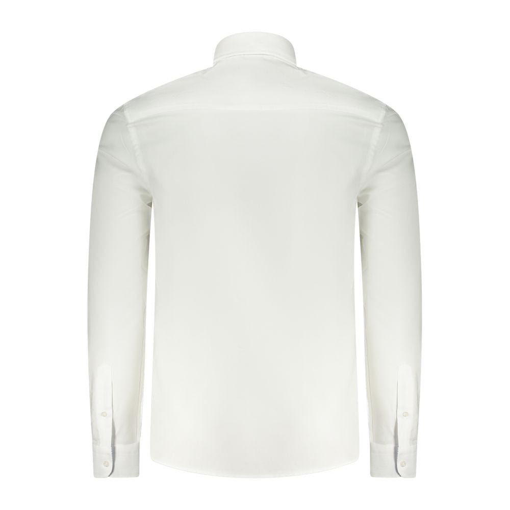 North Sails White Cotton Men Shirt, back view showcasing long sleeves and tailored fit.